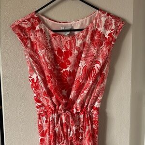 Elegant Red Floral Midi Dress